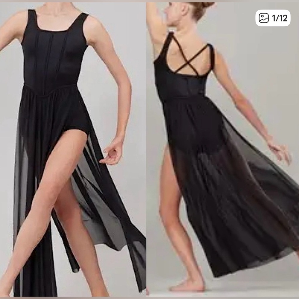 WEISMANN XS Adult Black Freehand Maxi Dance Dress
